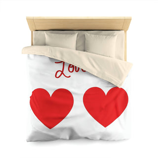 Buy cream Valentine's Big Red Hearts Lovers Microfiber Duvet Cover