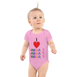 Buy pink I LOVE ANIMALS Baby Bodysuit