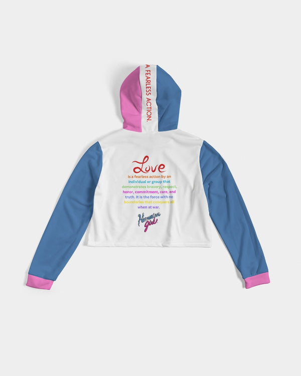 LOVE IS Women's All-Over Print Cropped Hoodie