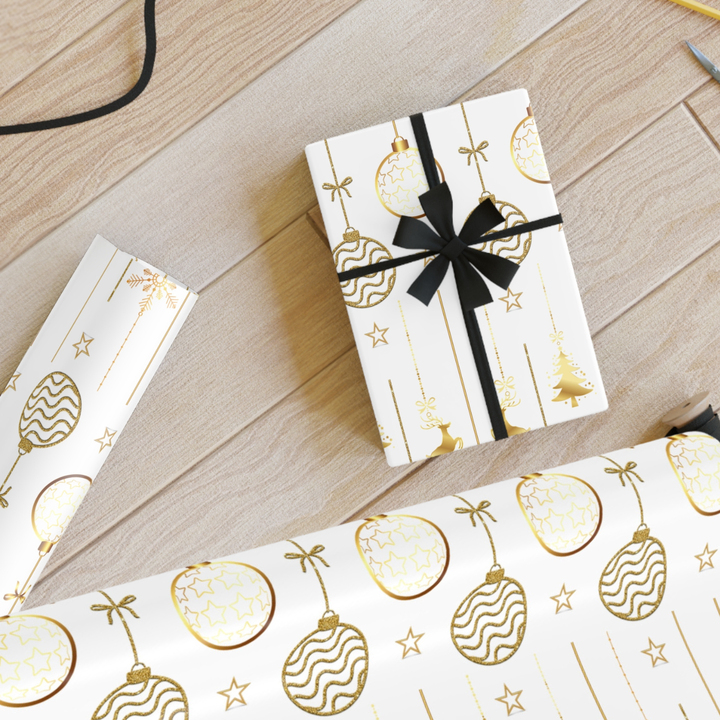 Gold Ornaments Gift Wrapping Paper Roll