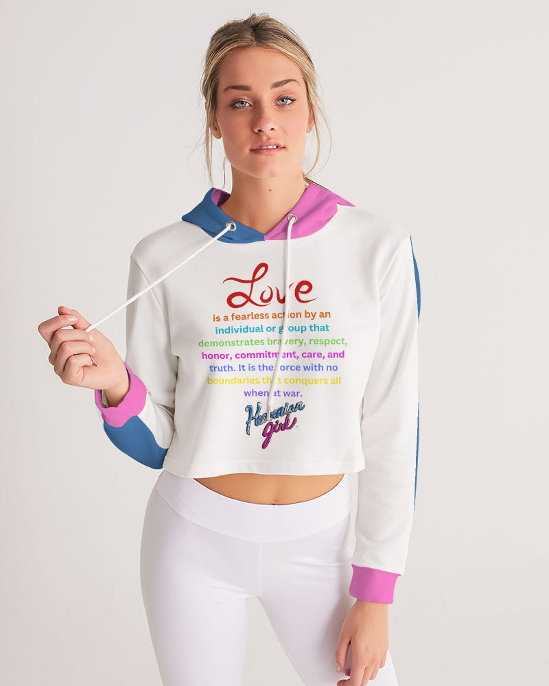 LOVE IS Women's All-Over Print Cropped Hoodie - 0