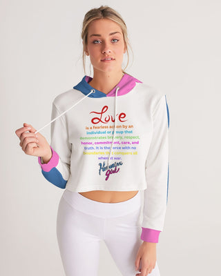 LOVE IS Women's All-Over Print Cropped Hoodie
