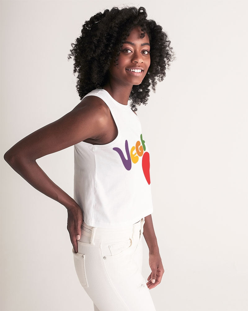 Vegan Heart Ladies Cropped Tank