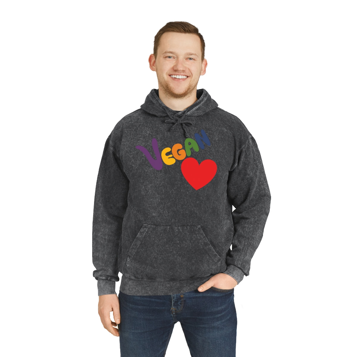 Vegan Heart Mineral Wash Men's Hoodie