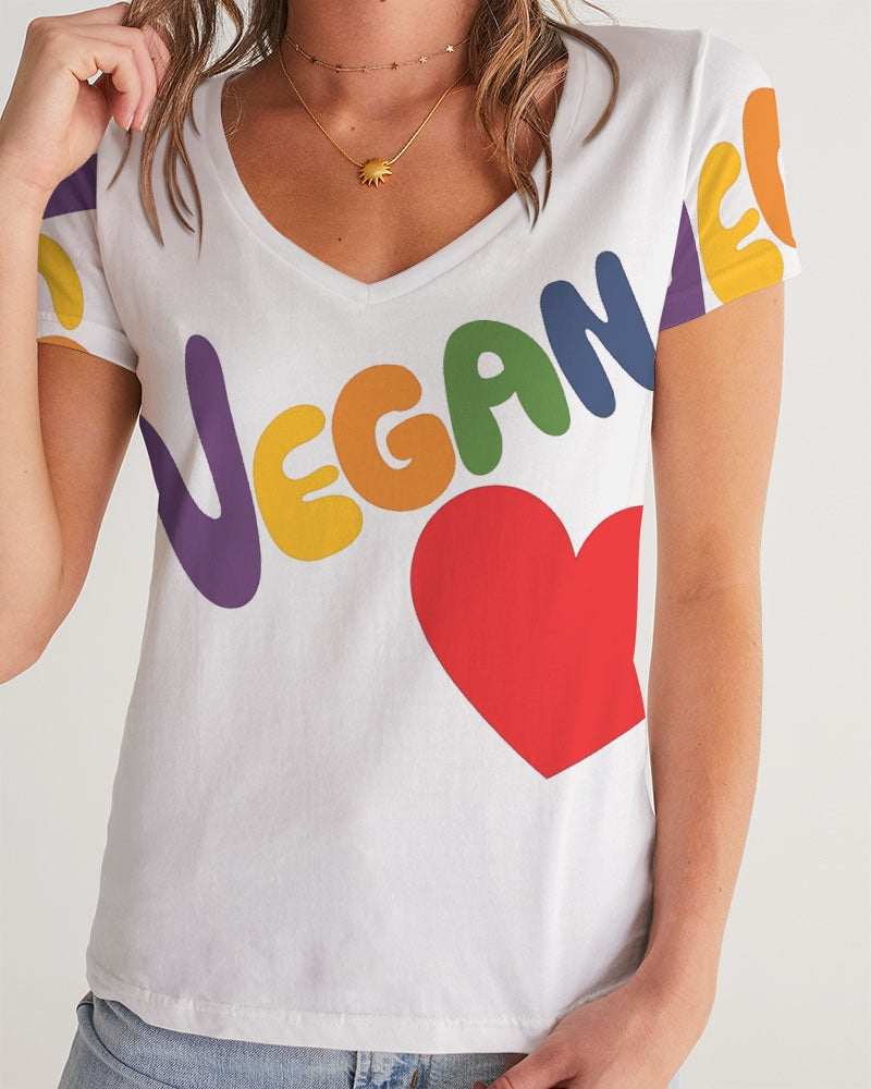 Vegan Heart Ladies V-Neck Tee