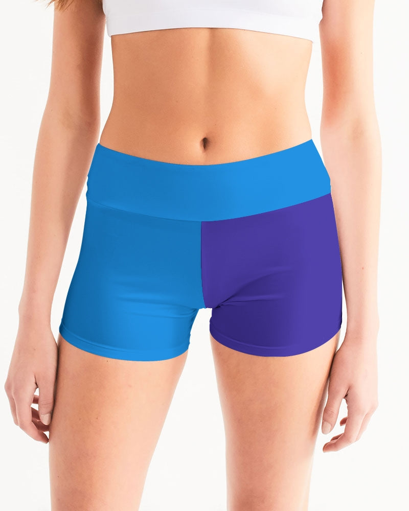 Blue Turqu Ladies Mid-Rise Yoga Shorts