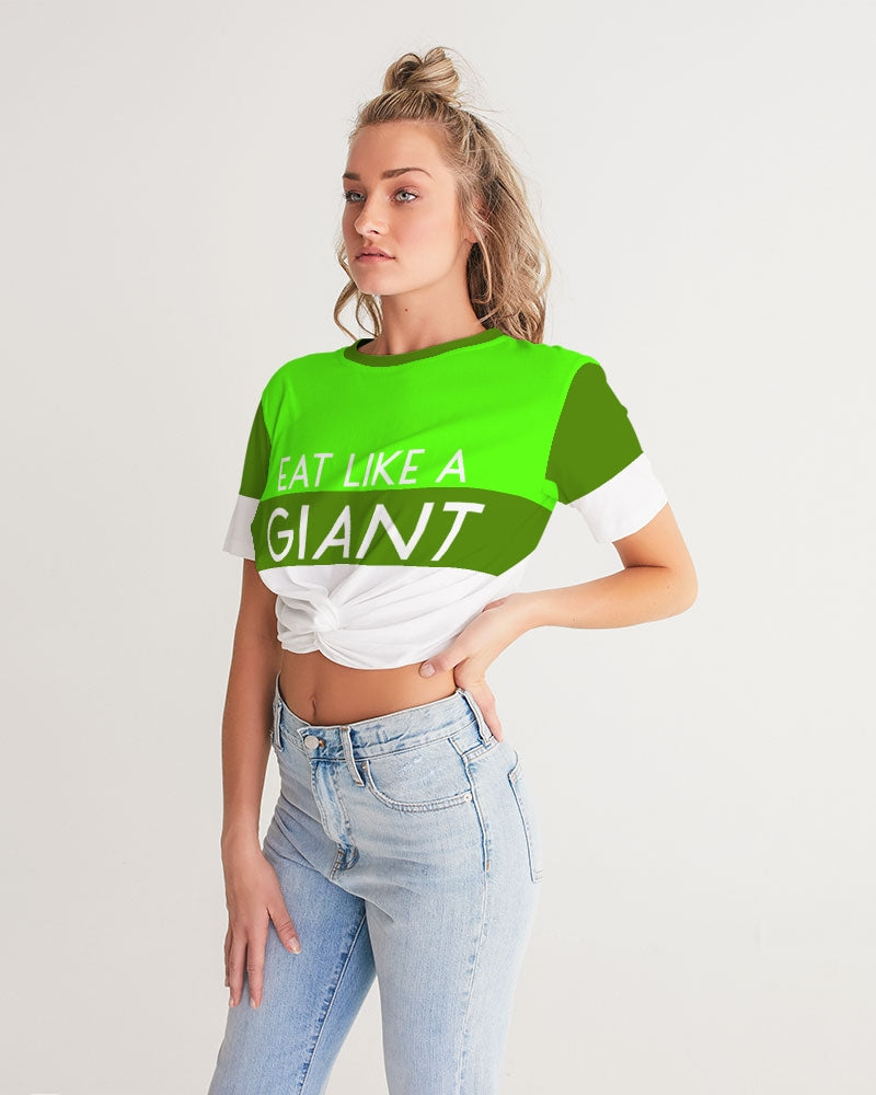 Eat Like A Giant Ladies Twist Front Cropped Tee