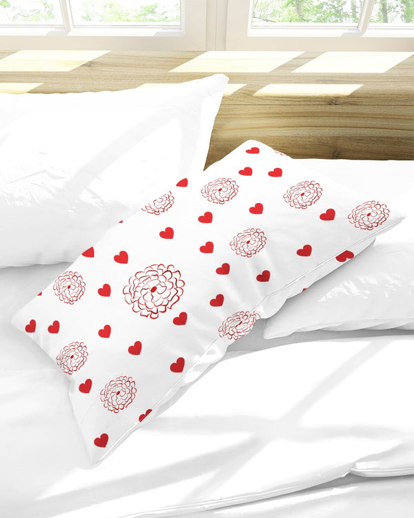 Valentine's Red Hearts and Roses King Pillow Case