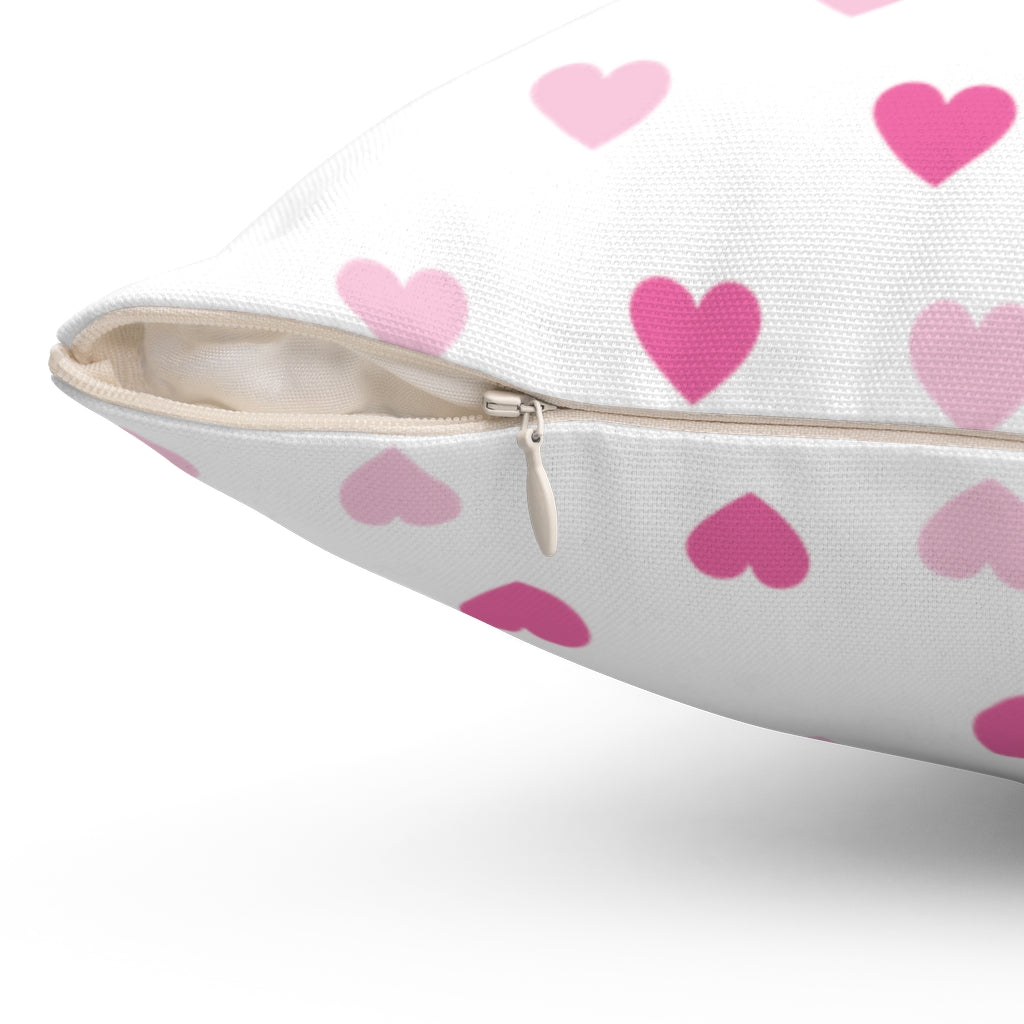 Pink Hearts Spun Polyester Square Pillow - 0