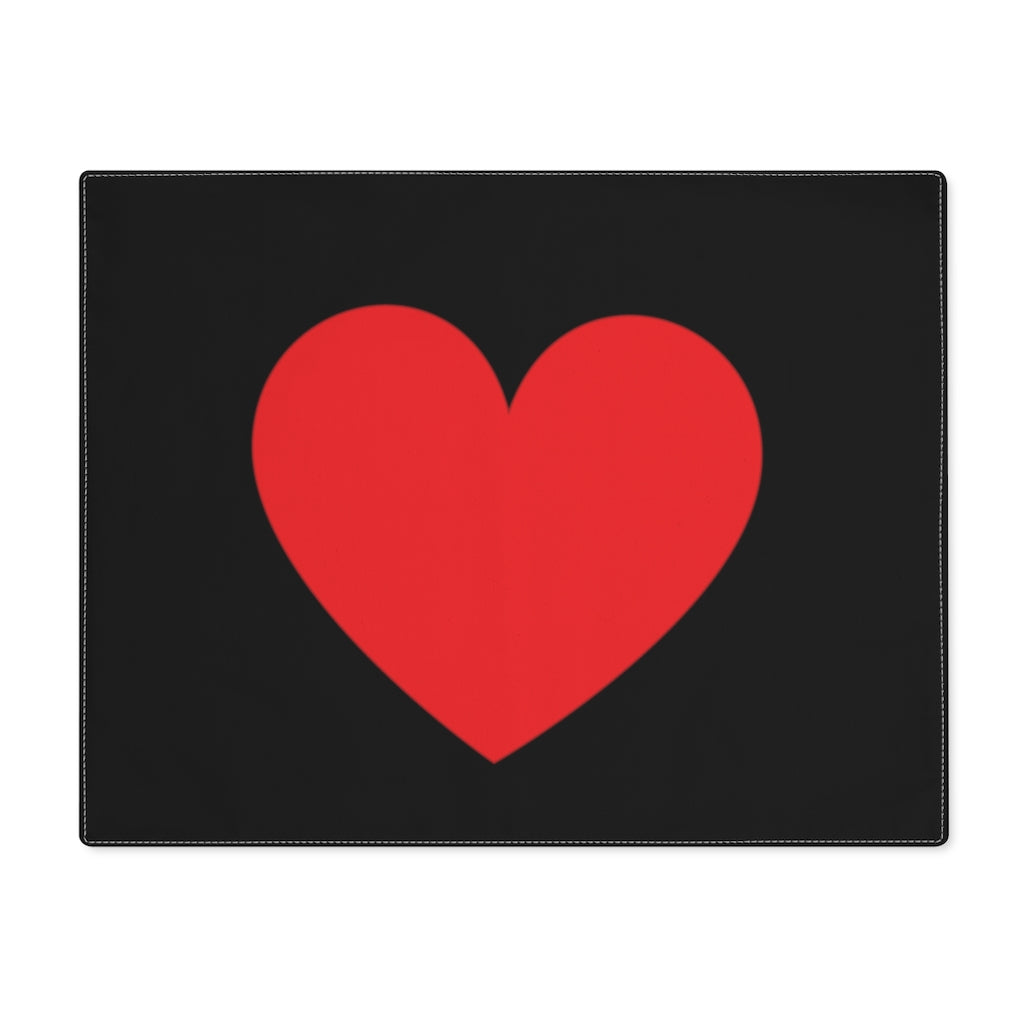 Big Red Heart Black Placemat