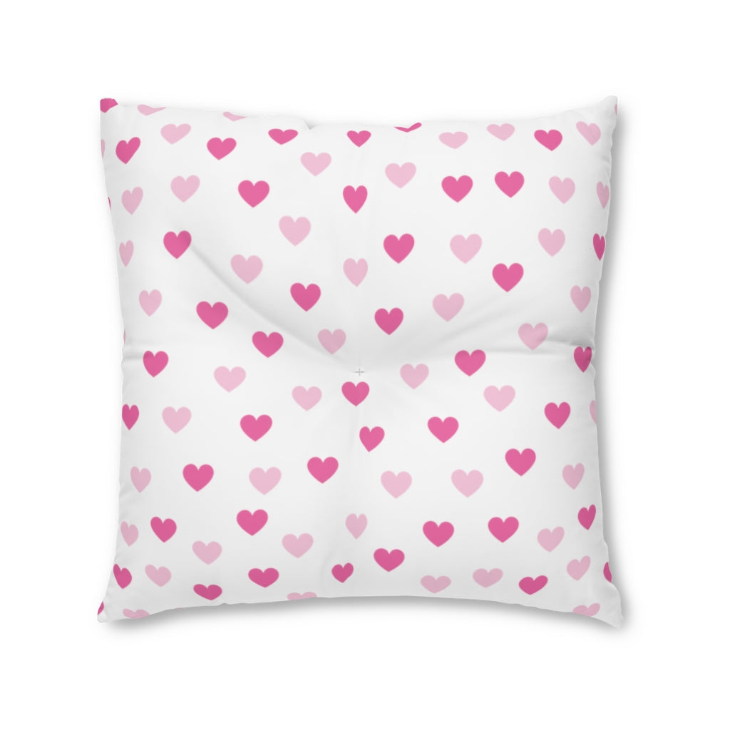 Pink Hearts Tufted Square Floor Pillow - 0