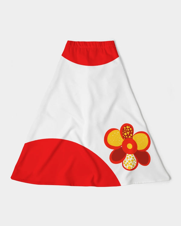 Fire Flower Ladies A-Line Midi Skirt