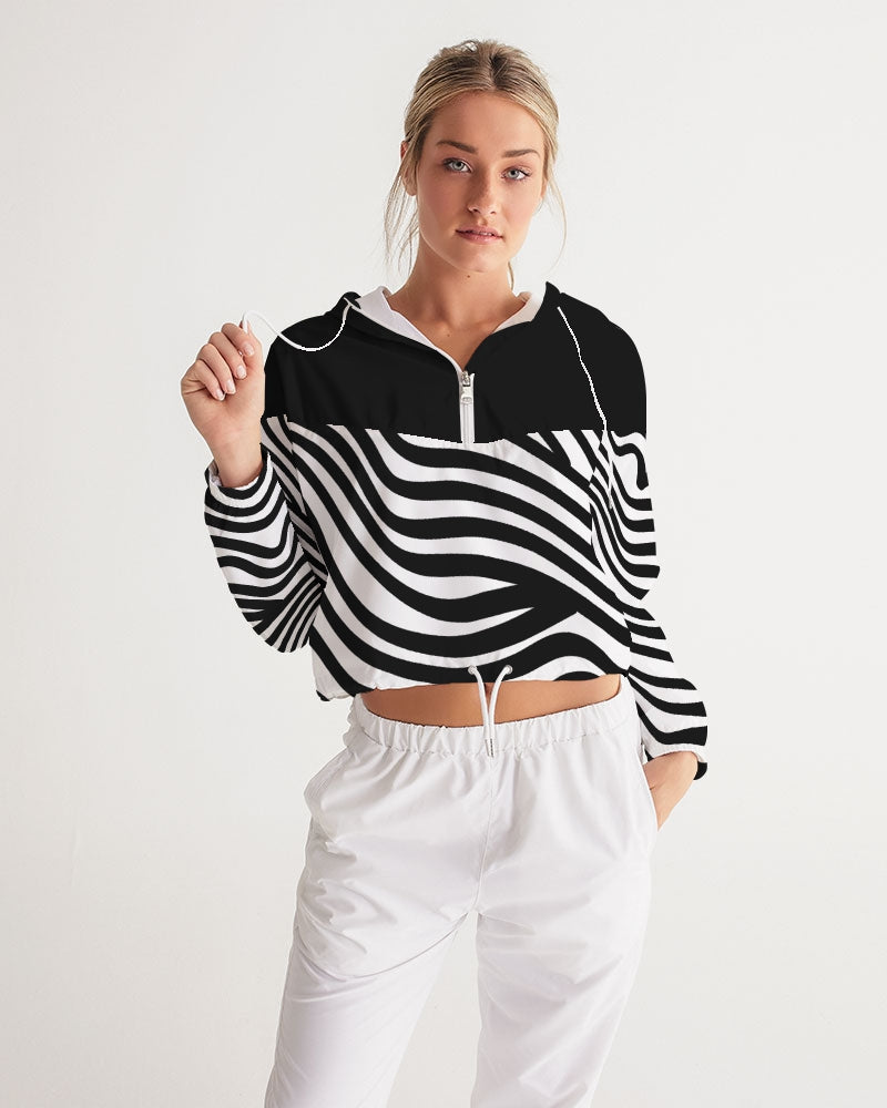 Zebra Print Ladies Cropped Windbreaker