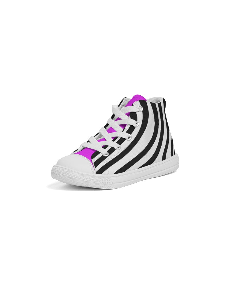 Zebra Hot Pink Girls Hightop Canvas Shoe