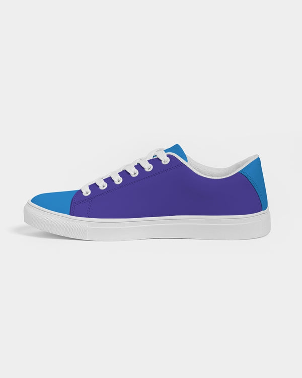 Blue Turqu Ladies Faux-Leather Sneakers