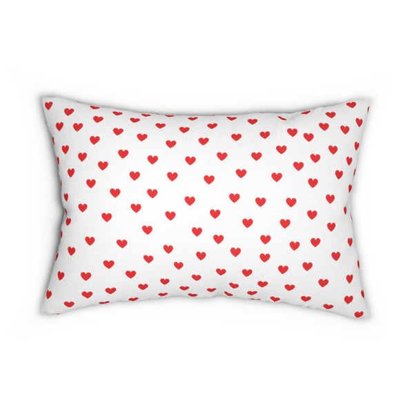 Red Hearts Spun Polyester Lumbar Pillow