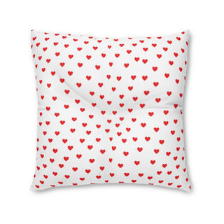 Red Hearts Tufted Square Floor Pillow