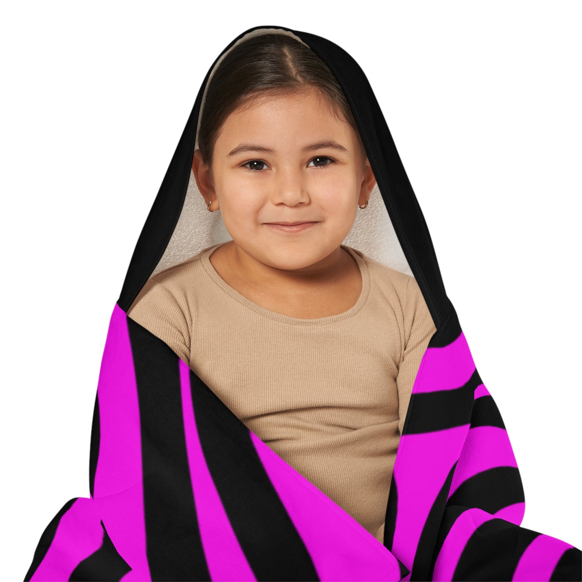 Zebra Pink Girls Hooded Towel