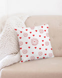 Valentine's Red Hearts and Roses 18x18 Throw Pillow Case