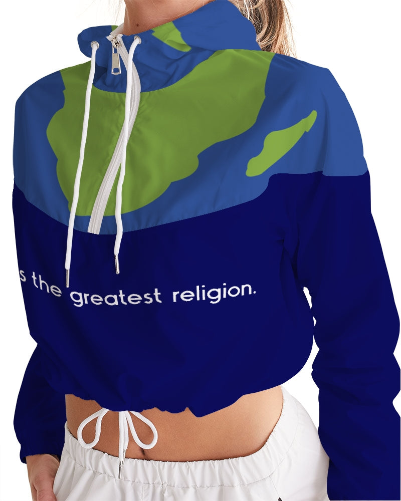 Love Is The Greatest Religion Ladies Cropped Windbreaker