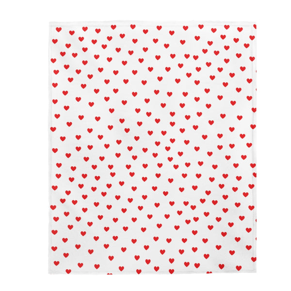 Valentine's Red Hearts Velveteen Plush Blanket