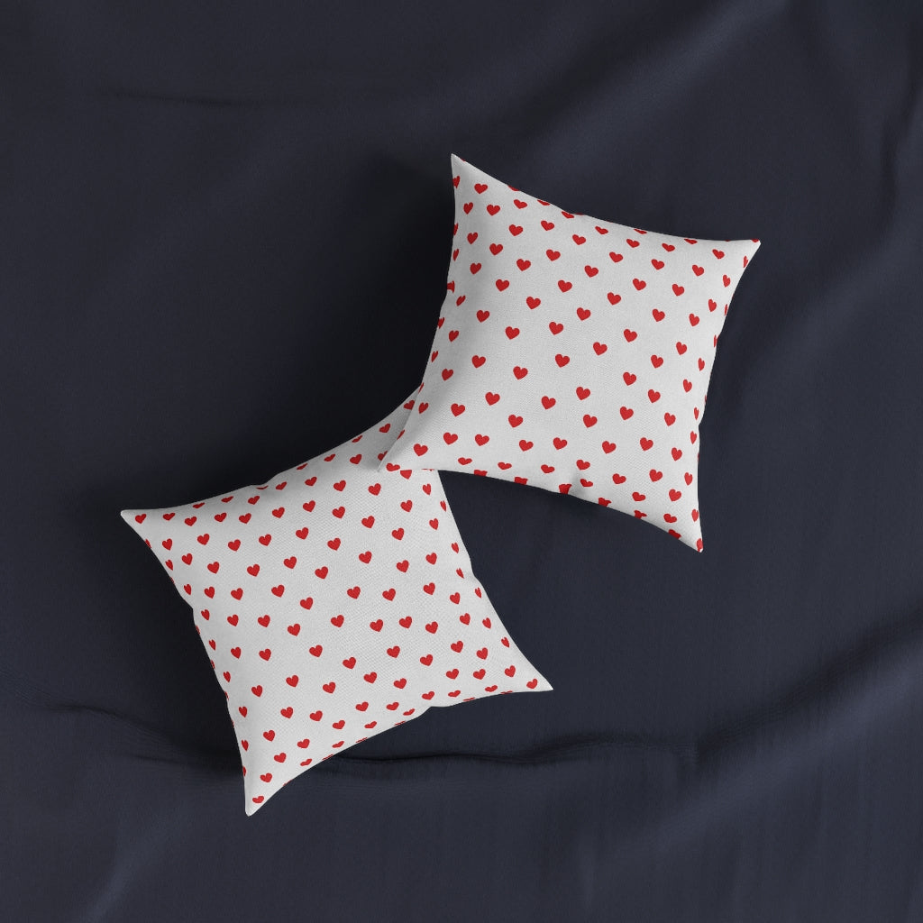 Valentine's Red Hearts 12x12 Square Pillow - White Back