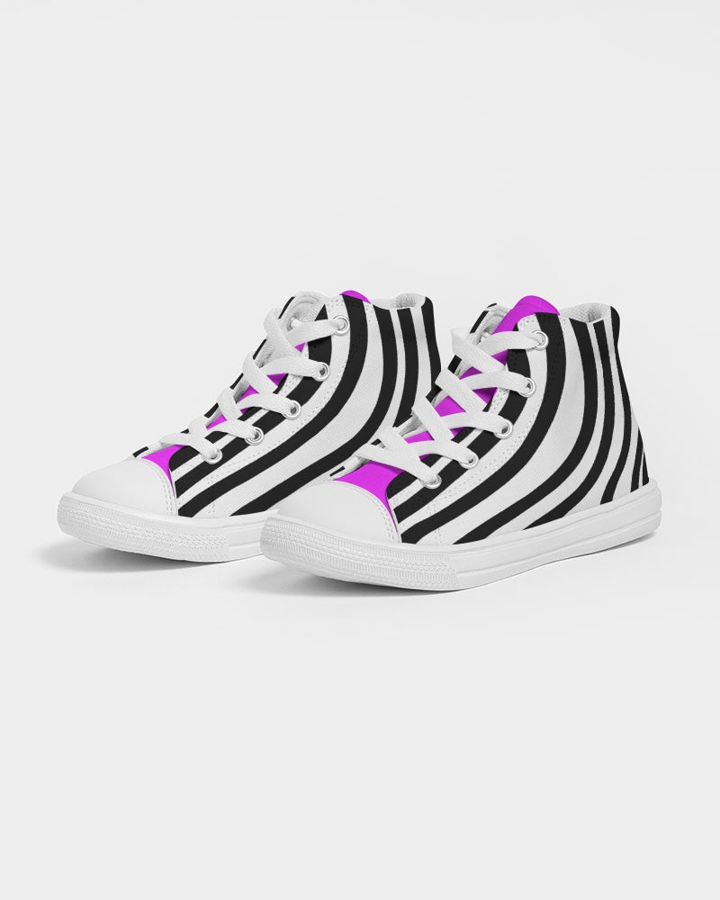 Zebra Hot Pink Girls Hightop Canvas Shoe