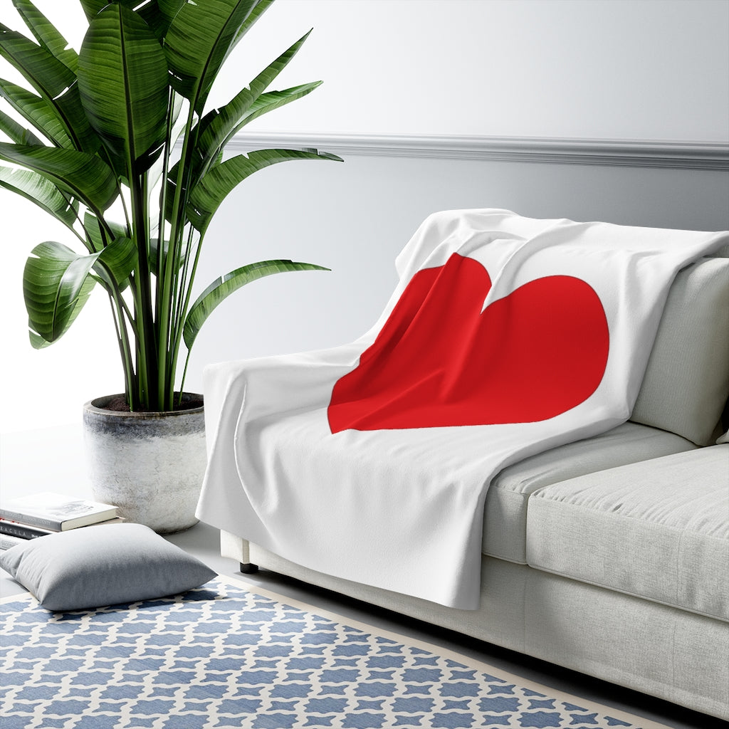 Big Red Heart Sherpa Fleece Blanket