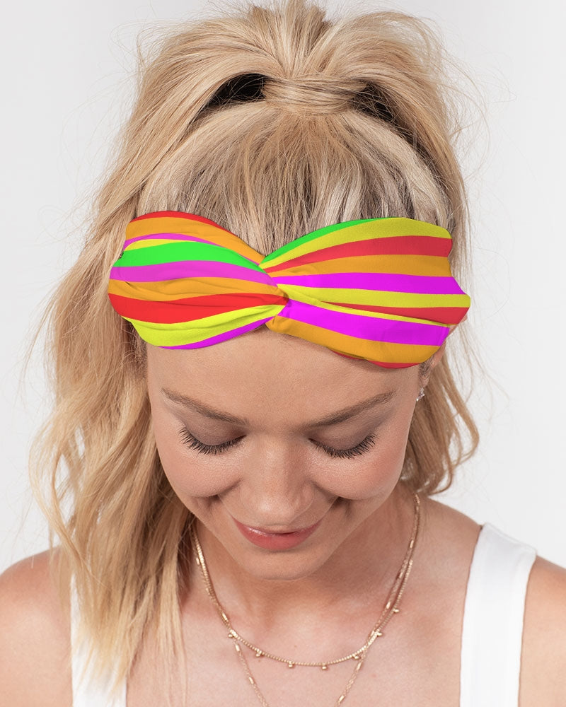 Neon Rainbow Twist Knot Headband Set