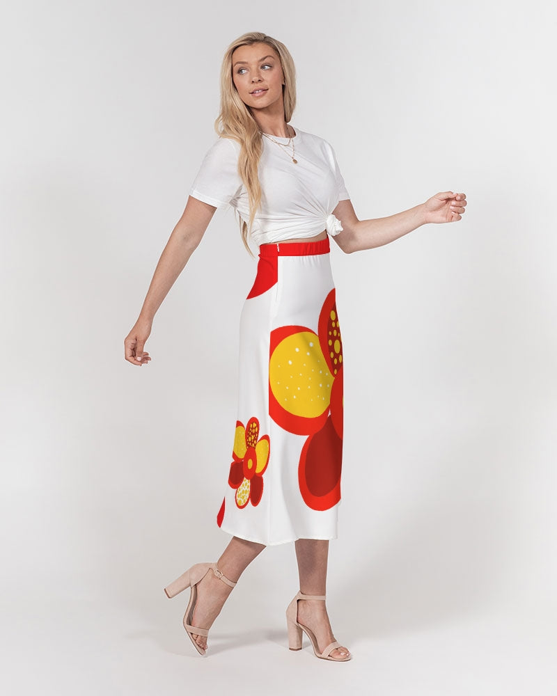 Fire Flower Ladies A-Line Midi Skirt