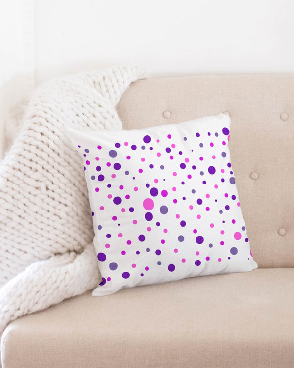 Pink and Purple Dot World 18x18 Throw Pillow Case