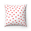 Valentine's Red Hearts Faux Suede 14x14 Square Pillow