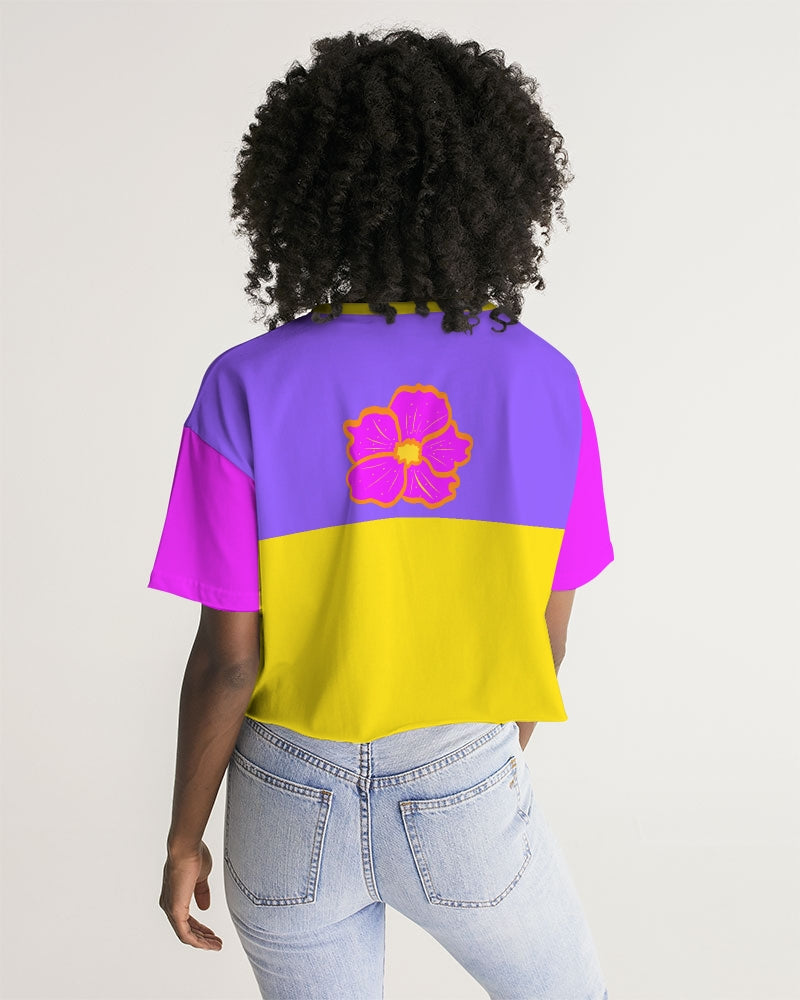 Cali Flower Ladies Lounge Cropped Tee - 0