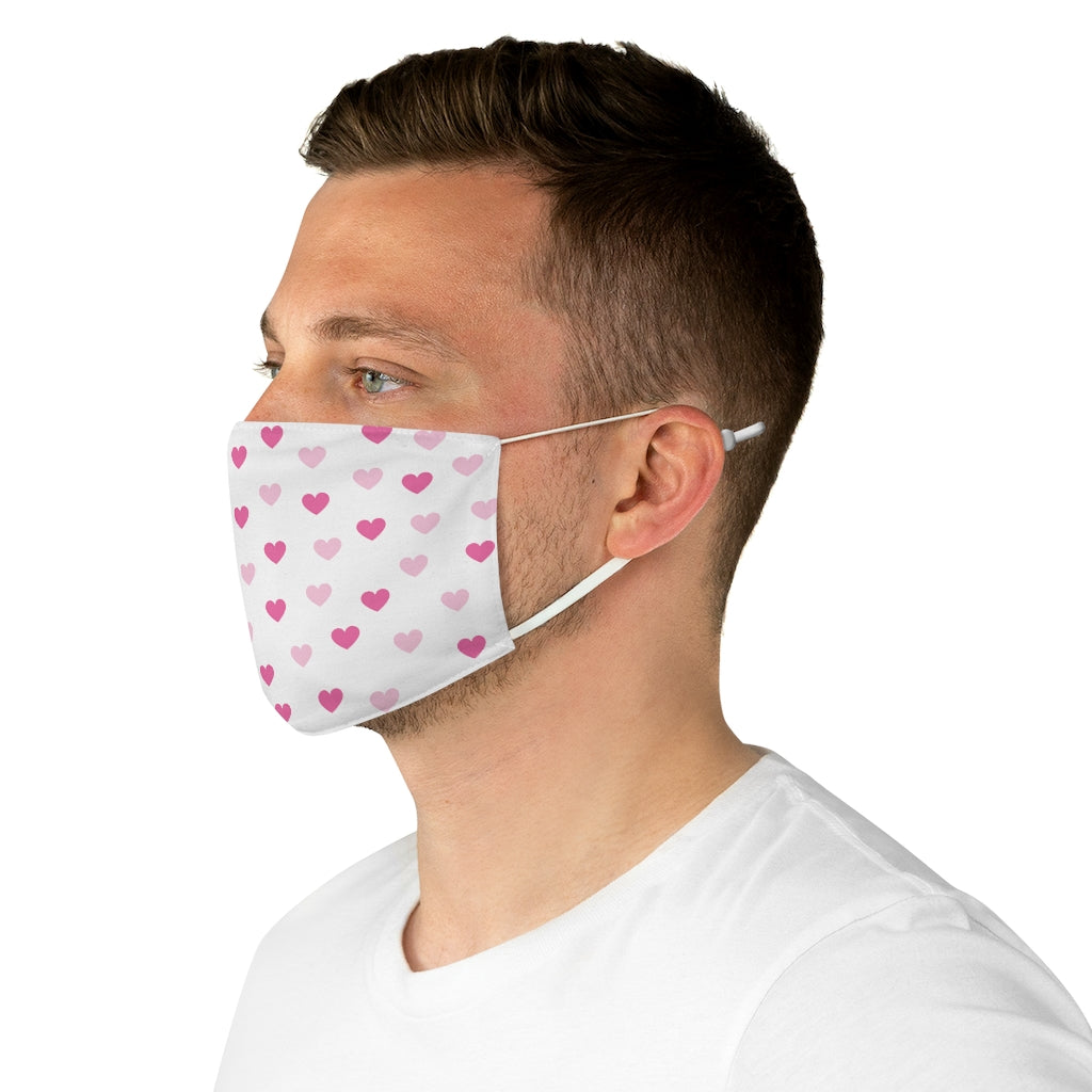 Pink Hearts Fabric Face Mask