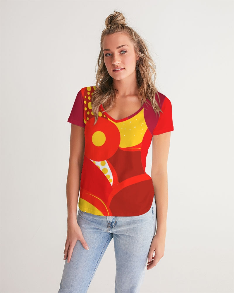 Fire Flower Ladies V-Neck Tee - 0