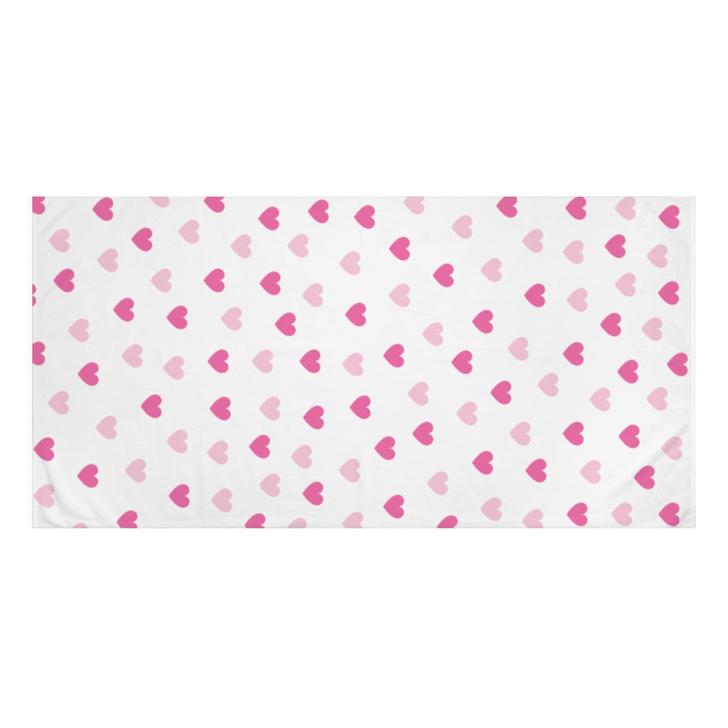 Pink Hearts Large Premium Towel