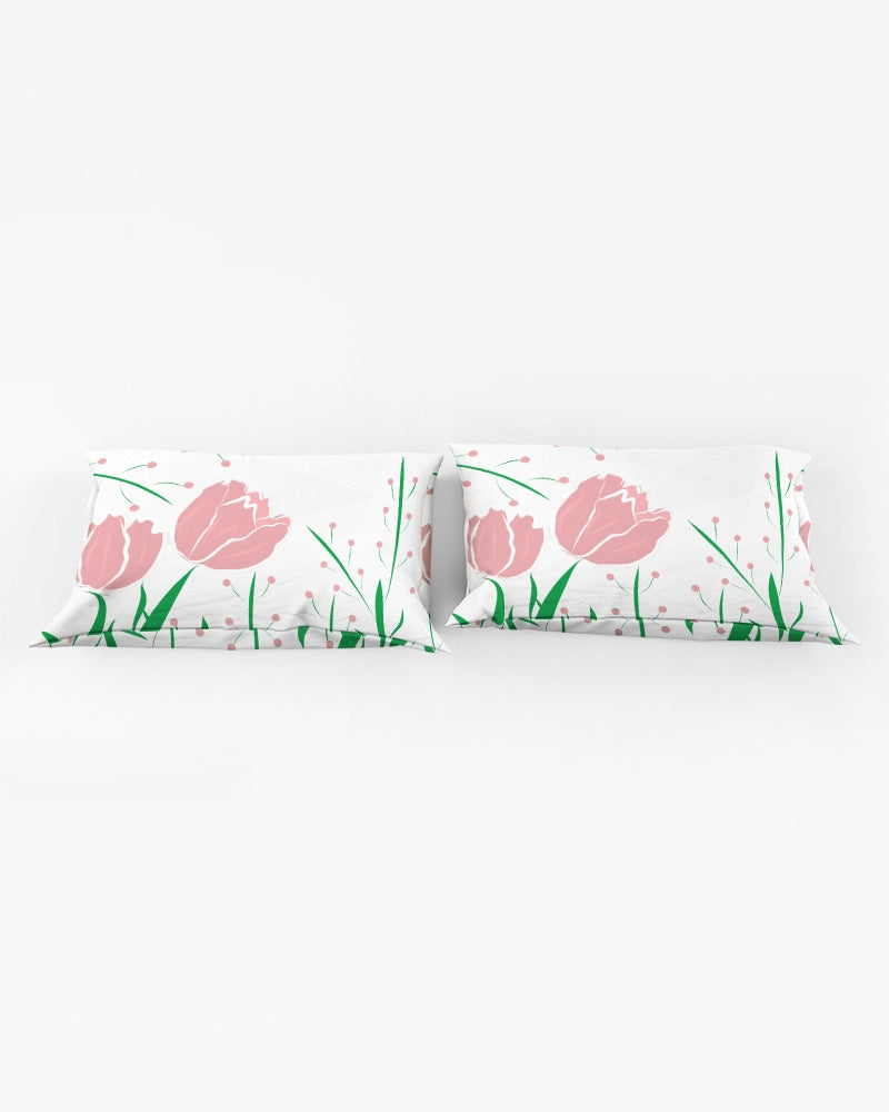 Peach Tulip Vine Queen Pillow Case - 0