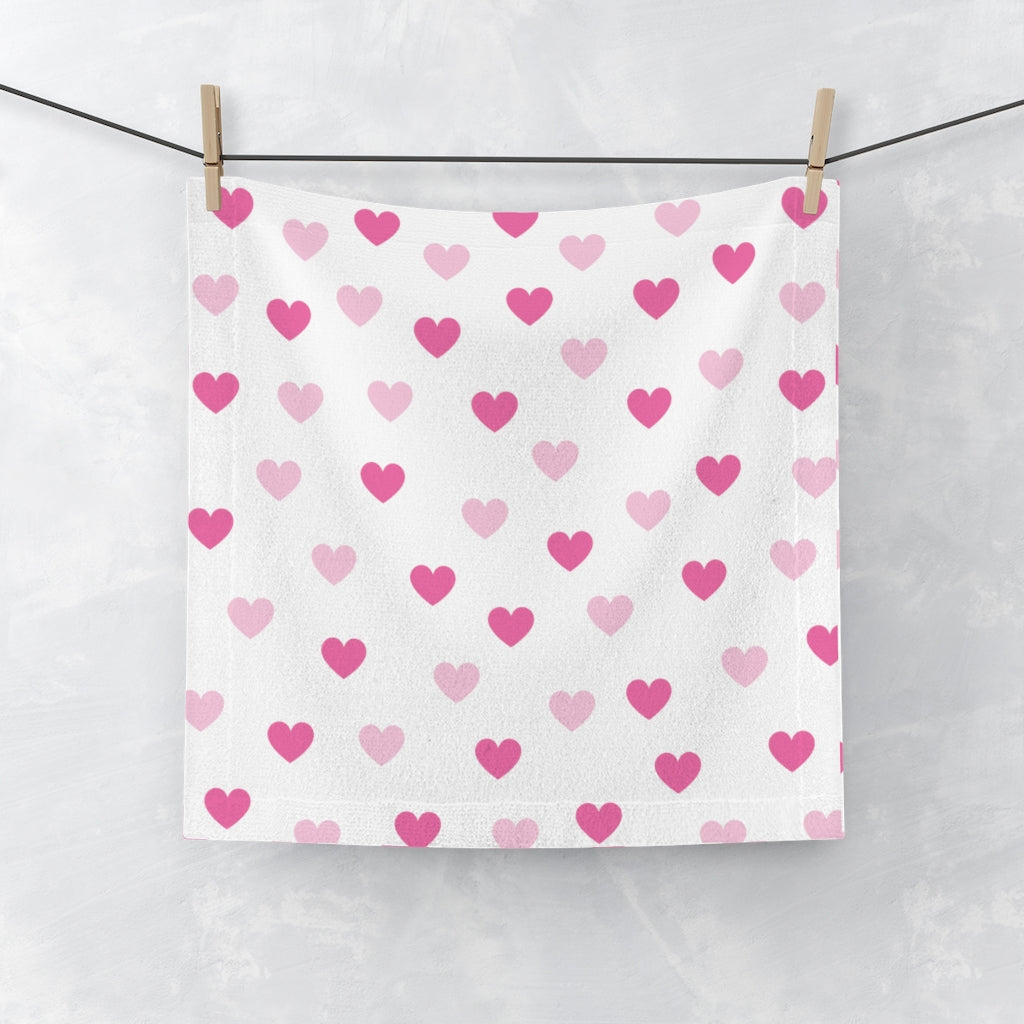 Pink Hearts Face Towel - 0