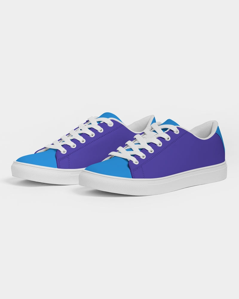 Blue Turqu Ladies Faux-Leather Sneakers