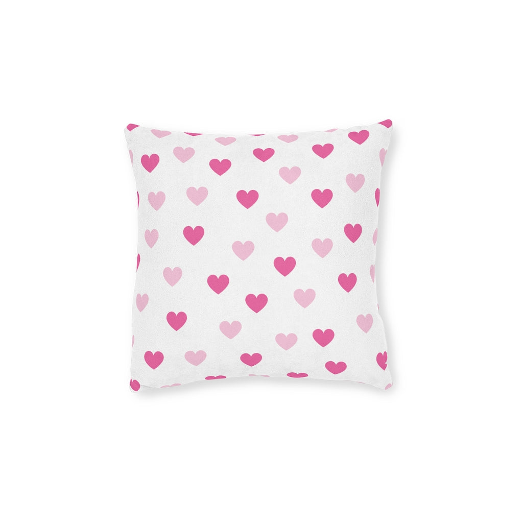 Pink Hearts 12x12 Square Pillow - White Back