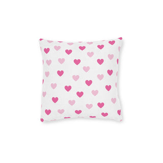 Pink Hearts 12x12 Square Pillow - White Back
