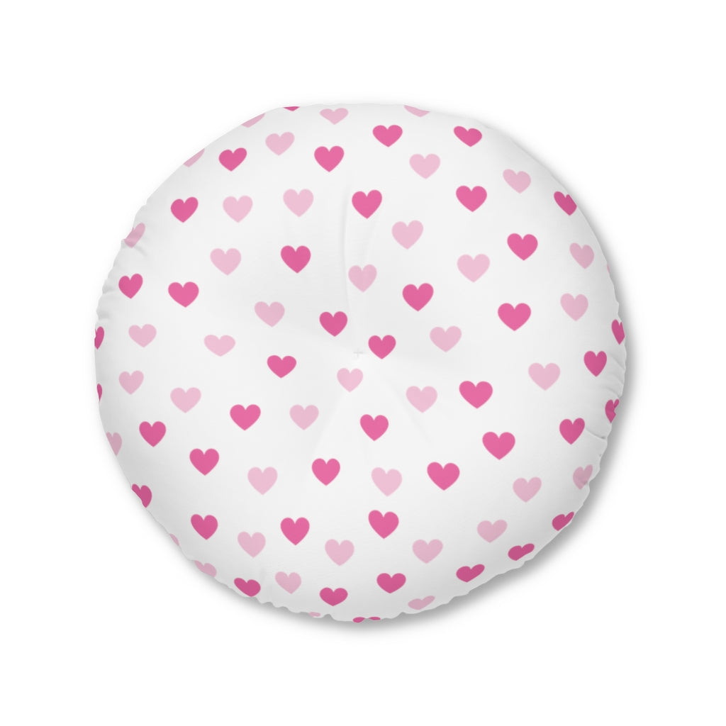 Pink Hearts Tufted Round Floor Pillow - 0