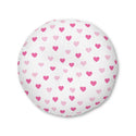 Pink Hearts Tufted Round Floor Pillow
