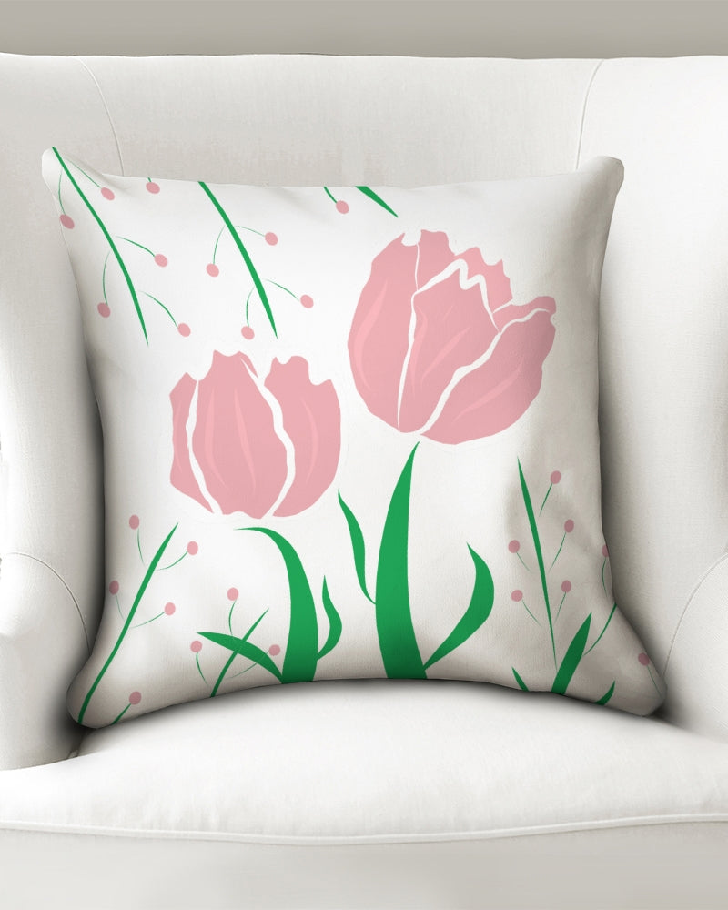 Peach Tulip Vine 18x18 Throw Pillow Case - 0