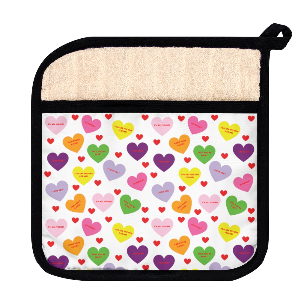 Valentine's Sweet Tart Hearts Pot Holder with Pocket