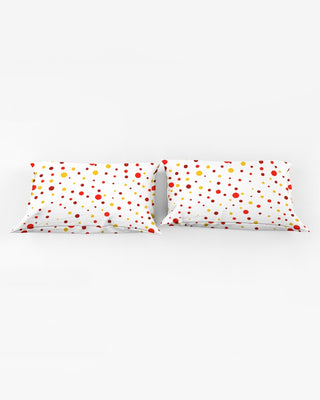Red and Yellow dot world Queen Pillow Case