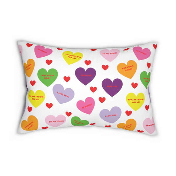 Sweet Tart Hearts Spun Polyester Lumbar Pillow