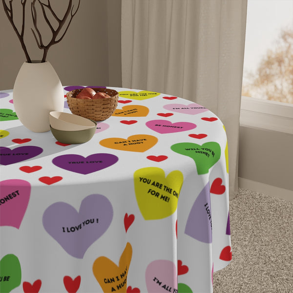 Valentine's Sweet Tart Hearts Table Cloth