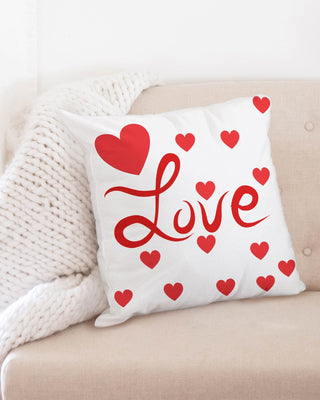Valentine's Red Hearts LOVE 20x20 Throw Pillow Case