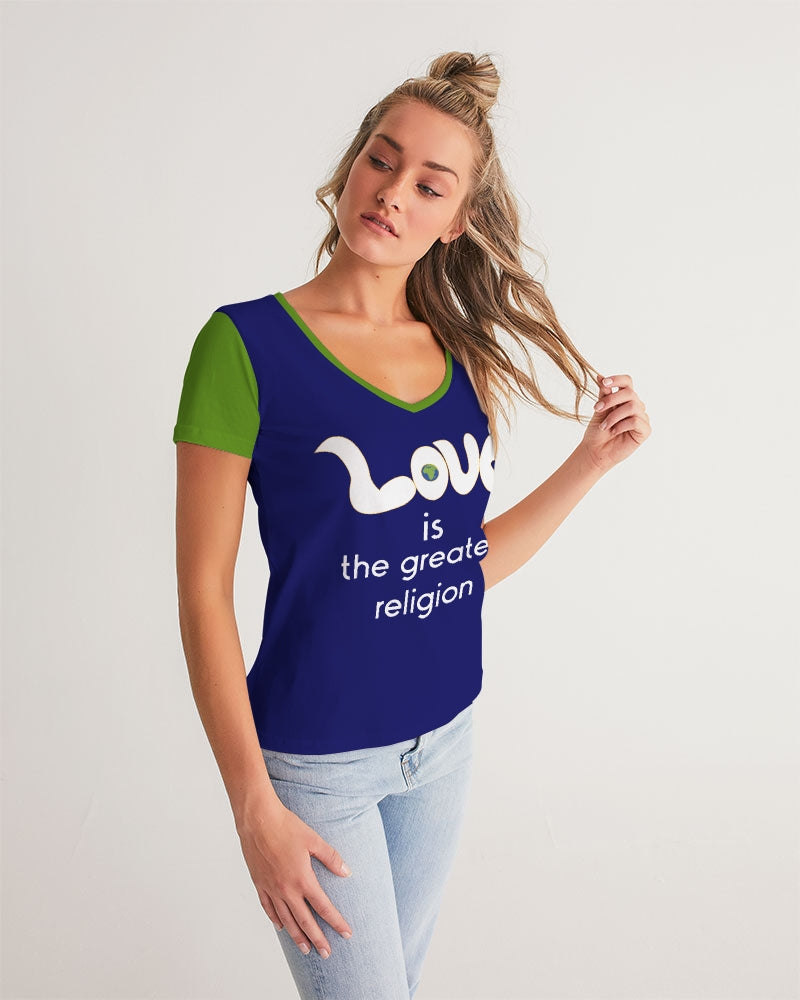 Love Is The Greatest Religion Ladies V-Neck Tee